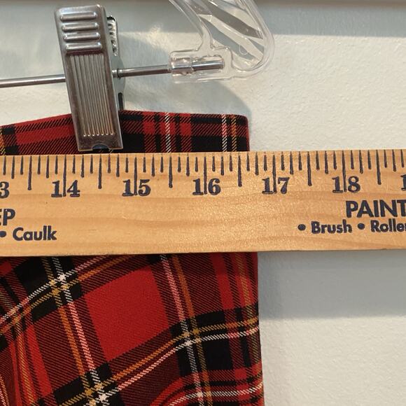 Tartan Plaid Skirt Women 12 Red Black Midi Flare Western Holiday Christmas Prep - Picture 8 of 11